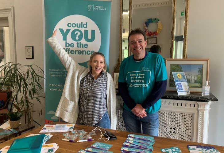 Two members of Liverpool Fostering Team Inside Reader Cafe