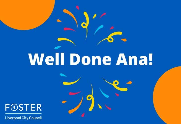 A congratulations banner with the words Well Done Ana!