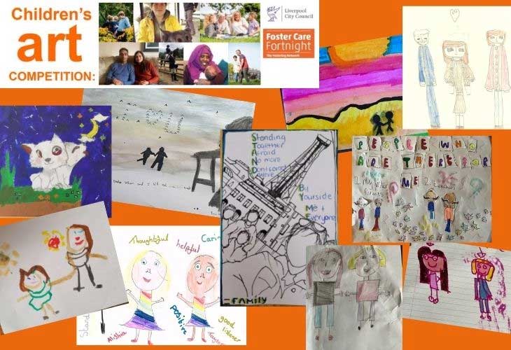 Collage of children's competition art work