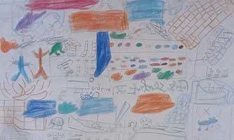 A colourful drawing by a child aged 13